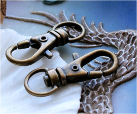 set/2 Keyrings or Purse-Rings - 32 mm - Antique Brass/Bronze Tone