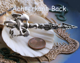 Lange Hanger: Olifant-God GANESH Ganesha - 71 mm - Antiek Zilver Kleur