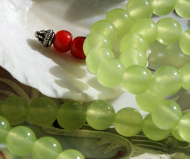set/5 beads: Agate - Round - 7,9mm - Bright Light Green