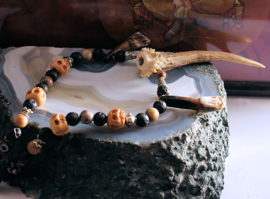 C&G Ritueel Collier: the Priest(ess) - Antler Teeth Skulls Gemstones