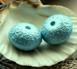 1 bead: Flower/Floral Lace decoration - 20x13 mm - Aqua Blue or Pink or Off White