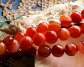 set/6 beads: Carnelian AGATE - Round - 8 mm