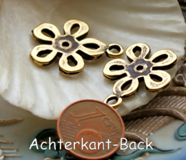 1 Hanger/Bedel: Bloem Daisy - 24x19 mm - Antiek Goud Kleur Metaal