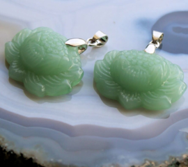Mooie Hanger van echt Jadeite Jade: Lotus Bloem - 36 mm