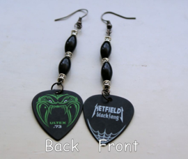 C&G Earrings: Hetfield Metallica Black Fang Guitar Picks + Onyx