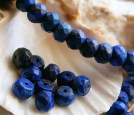 set/5 kralen: Echt Lapis Lazuli - Facet Disc - 8x5 mm