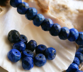 set/5 beads: Lapis Lazuli - Faceted Disc - 8x5 mm