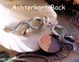 1 Charm: Coiled Snake - 30x12 mm - Antique Silver Tone