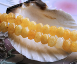 set/5 beads: Candy Jade - Faceted Disc - 8x5 mm - Sunflower Yellow