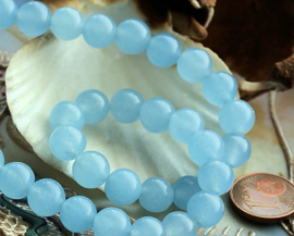 set/5 kralen: echte JADE - Rond - 8 mm - Semi Transparant Licht Blauw