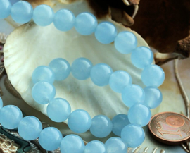 set/5 beads: JADE - Round - 8 mm - Semi Transparant Light Blue