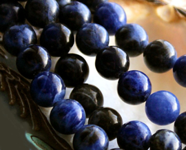 set/6 beads: Sodalite - Round - 8,5 mm - shades of Blue
