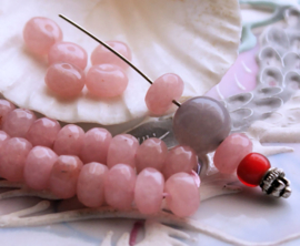 set/5 beads: JADE - Faceted Disc - 7,8x5 mm - Light Antique-Pink