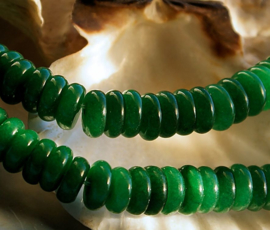 set/5 beads: Jade - Rondelle Disc - 8,5x3 mm - Imperial Green