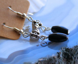 C&G Earrings: Skulls with Black Onyx Agate