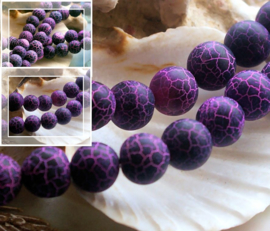 set/5 kralen: Dragon Scale Agaat - Rond - 8 mm of 10 mm - Violet-Paars