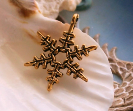 1 Charm: Snowflake Crystal - 24x18 mm - Antique Red Gold tone