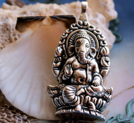 Pendant: Elephant-God GANESH Ganesha - 61 mm - Antique Silver tone