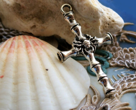 Spider Crucifix Pendant - 46 mm - Antique Silver tone