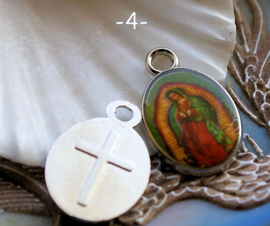 1 Hanger: Icoon - Maria Jezus Religieus - 25 mm - Antiek Zilver Kleur - Opties 1-10