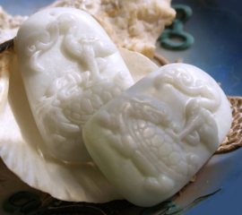 Jade Pendant: Feng Shui Dragon-Turtle with Phoenix - 44 mm