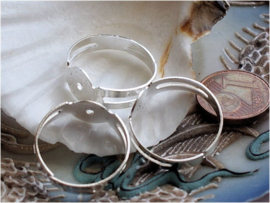 set/2 Rings for Cabochons - Glue on Rings - Silver Tone - 8 mm center