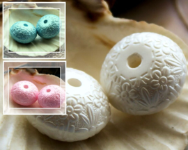 1 bead: Flower/Floral Lace decoration - 20x13 mm - Aqua Blue or Pink or Off White