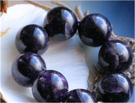 set/2 large beads: Beautiful real Amethyst - Round - 14 mm