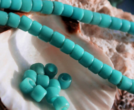 set/12 ANTIEKE TRADE BEADS Handelskralen: Afrika Boheems - ca 5,5 mm - Turquoise/Aqua