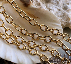 Jasseron Ketting - per 50 cm - Chain - 4,5x6 mm schakel - Goud Kleur