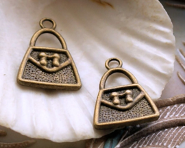 set/2 Charms: Handbag Purse - 22 mm - Antique Bronze Tone