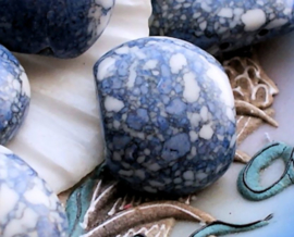 1 large bead: 2-way Divider - real Howlite - 22x17 mm - Blue Gray White