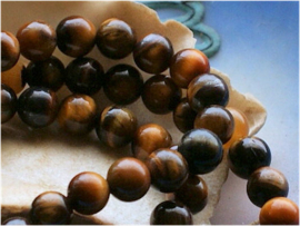 set/7 beads: real African Tigereye - Round - 6,2 mm