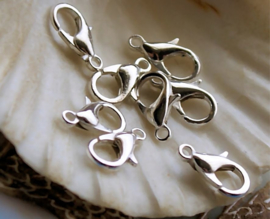 set Lobster Clasps - 10mm or 12mm or 14mm or 16mm - SP/Silver tone