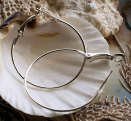 Paar Oorbellen/Creolen: Ringen (voor bedel naar keuze) - 35 mm - Zilver kleur