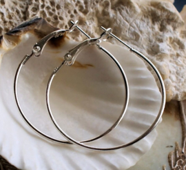 Paar Oorbellen/Creolen: Ringen (voor bedel naar keuze) - 35 mm - Zilver kleur
