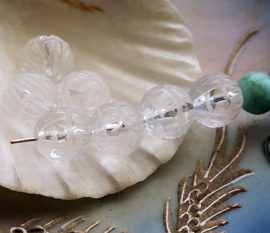 set/3 beads: real Crystal Quartz - LOTUS Flower - 10 mm