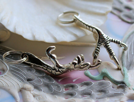 1 Charm/Pendant: Bird of Prey Claw Foot - 40 mm - Antique Silver Bronze