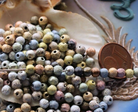 set/50 Beads: Metal Look STARDUST - Round - 4 mm - Multi Metallic Bright or Peacock or Pastel