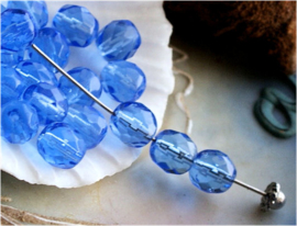 set/15 Beads: CZECH GLASS - Faceted - 8 mm - Saffire Blue