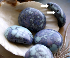 1 large bead: 2-way Divider - real Howlite - 22x17 mm - Purple Turquoise White