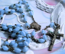 Antique Rosary with Lightblue Faceted Beads