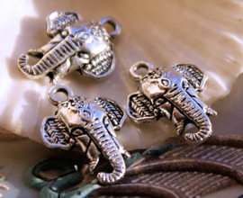 1 Charm: Indian Elephant - 23x16 mm - Antique Silver Tone