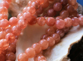 set/5 Beads : Anhydrite/Pink Angelite - Round - 8 mm