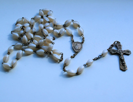 Antique French Mother of Pearl Rosary - White