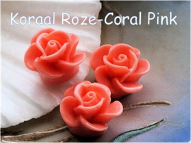 1 Cabochon: Rose - 14 mm - Light Pink or Coral Pink