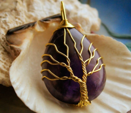 Tree of Life Pendant of Amethyst or Opalite or Onyx - 45 mm - various options