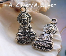 1 Bedel: Kwan Yin - Kuan Shih Yin - 27 mm - Antiek Zilver of Koper Kleur Metaal