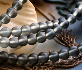 set/20 beads: Glass - Round - 6 mm - Matte - Warm Dark Gray