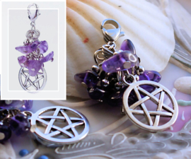 (Creool)Hanger: Amethist - Pentagram Pentakel - 43 mm